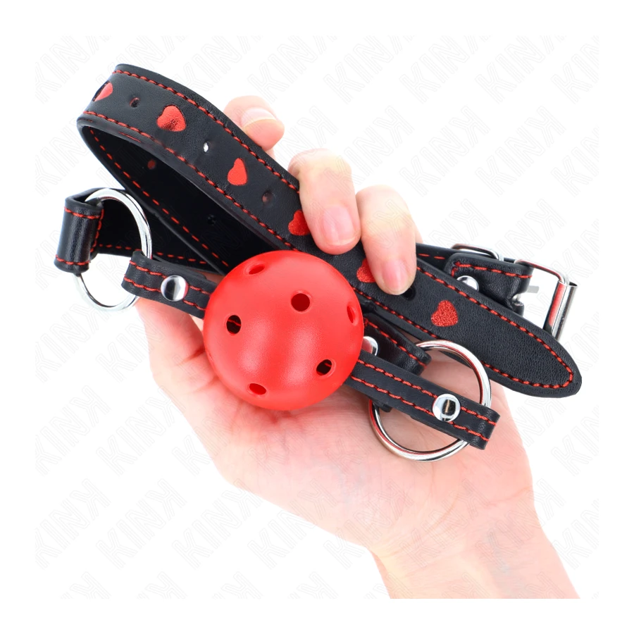 KINK - BALL GAG HOLLOW HARD ROSSO MODELLO 2 65 x 2,5 CM